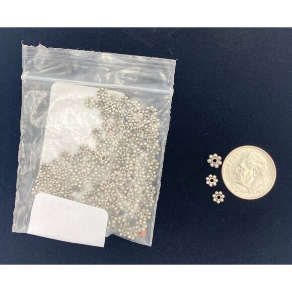 Silver Flower Spacer Beads For Jewelry Making - Pack Of 200 - 4mm - High-Quality - Picture 2 of 3